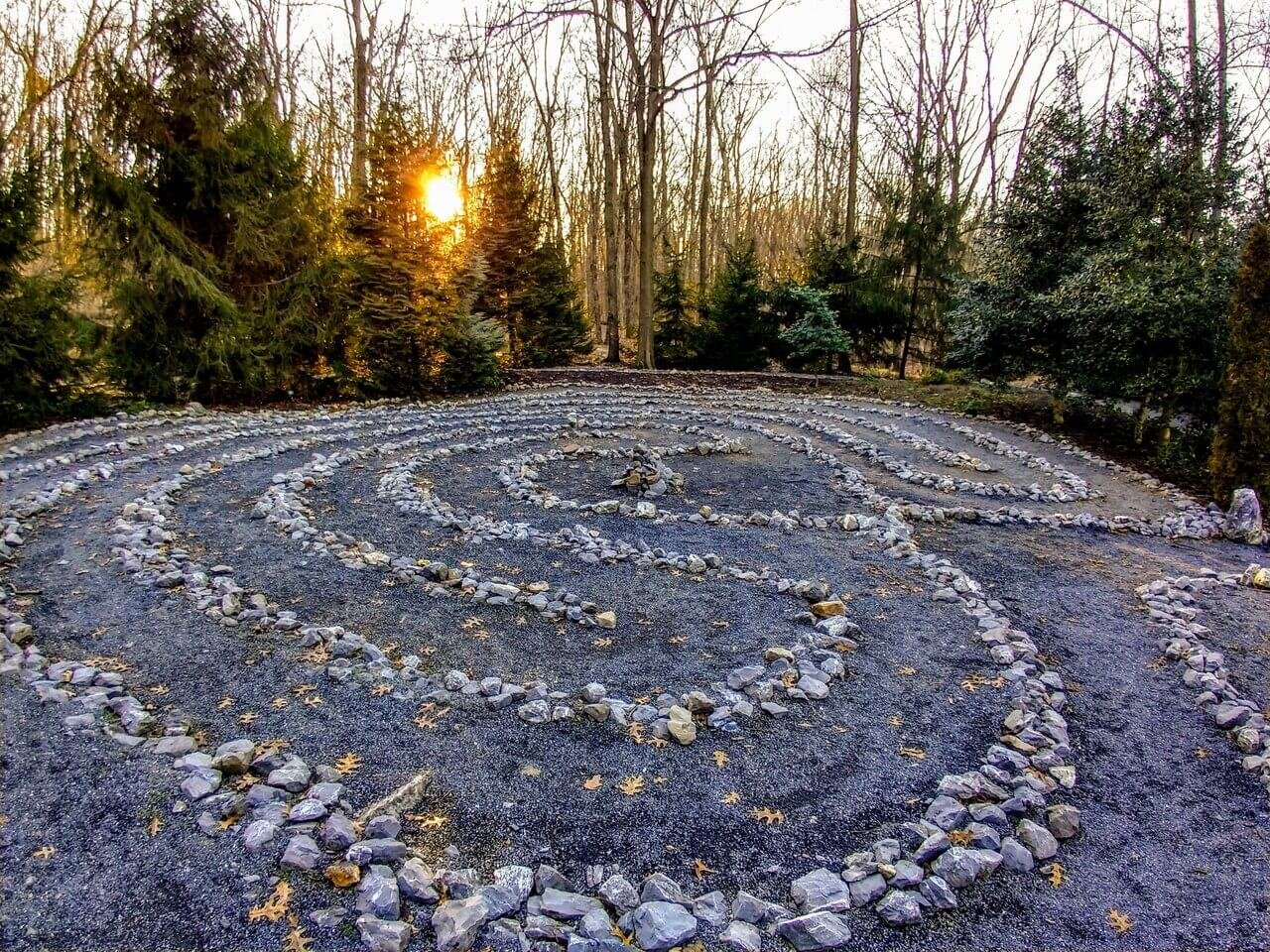 a-stone-labyrinth-in-the-woods-for-mediation a-stone-labyrinth-in-the-woods-for-mediation
